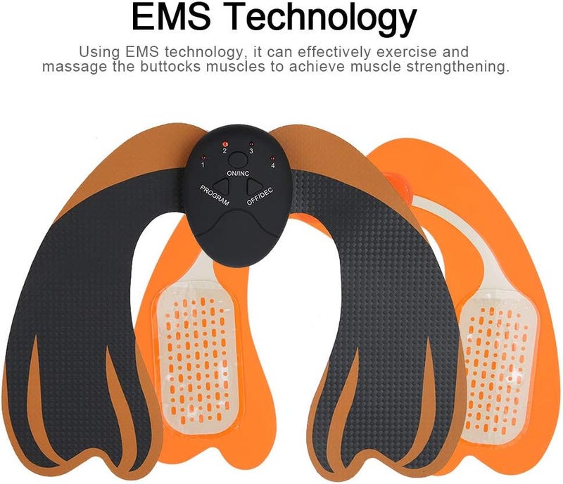 woobles EMS Electrical Hips Trainer, Smart Wearable Buttock Toner Trainer, Hip Trainer Device for Buttocks, EMS Muscle Stimulator - Butt & Thigh Lifting Kit - 6 Modes(Black+Orange) - Image 2